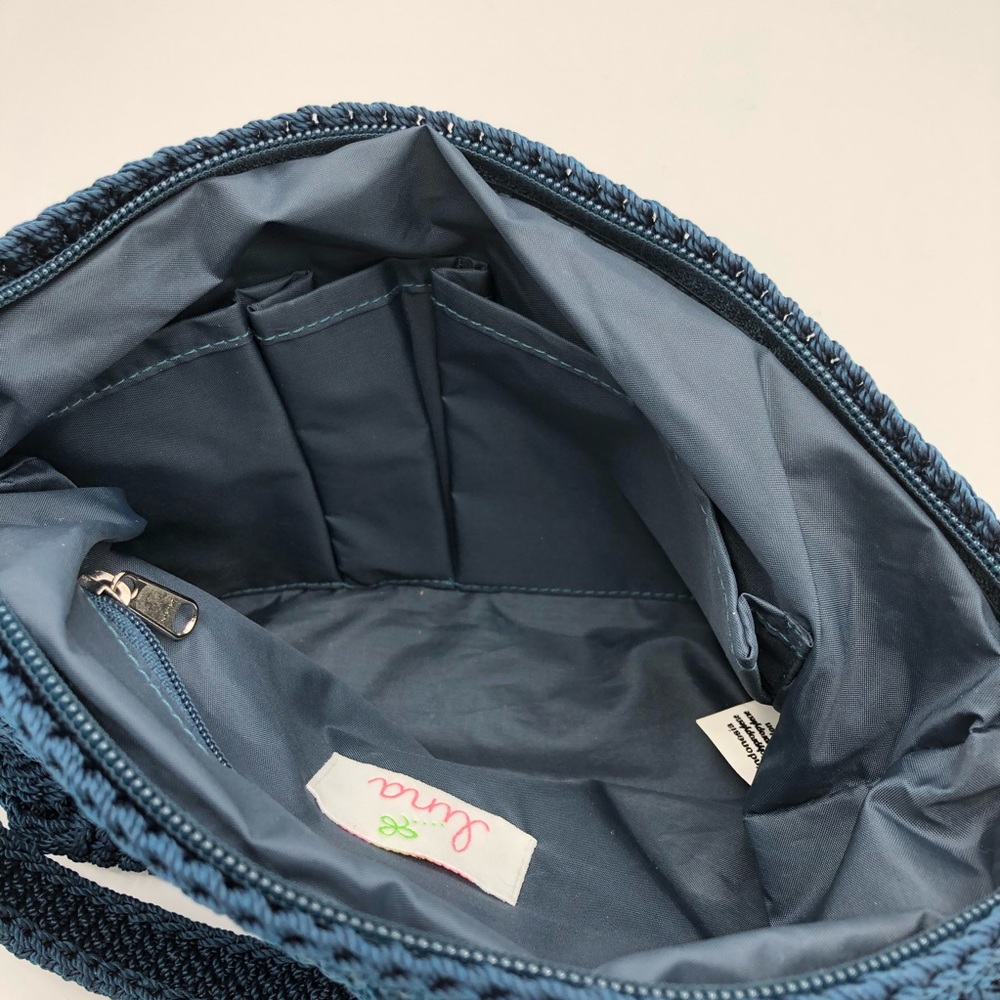 Lina Navy Blue Crochet Mini Shoulder Bag - Picture 7 of 12